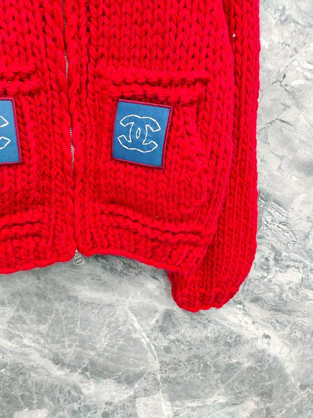Chanel Cropped Chunky Knit Zip Cardigan Coat - Picture 3 of 9